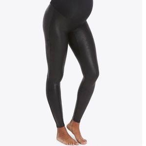 SPANX Mama Faux Leather Leggings Size Small